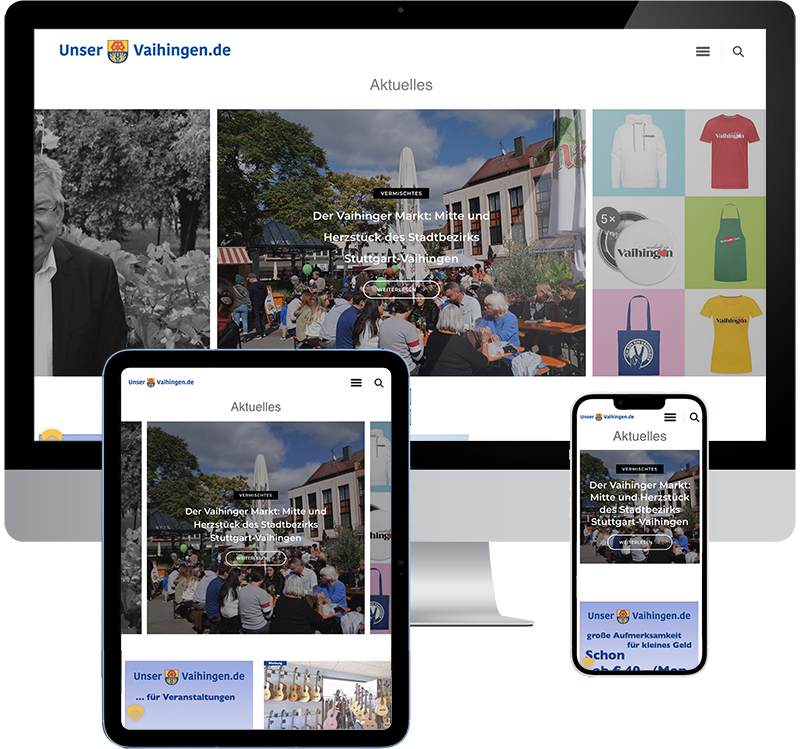Neues Stadtbezirksportal des Verbund Vaihinger Fachgeschäfte e. V. für Stuttgart-Vaihingen, realisiert von modus_vm
